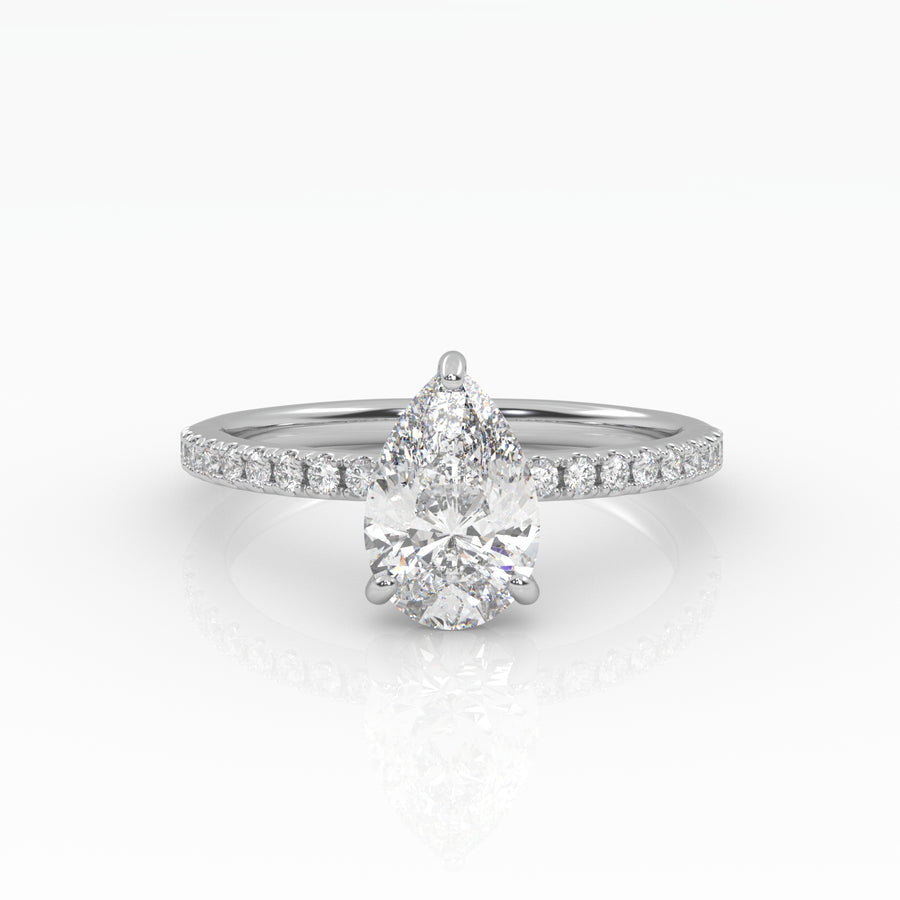The Pear Solitaire with Pavé band