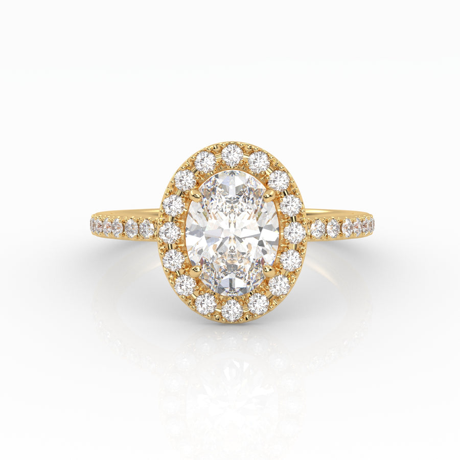 The Oval Solitaire with Pavé band and Halo