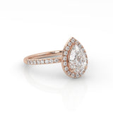 The Pear Solitaire with Pavé band and Halo