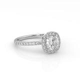 The Cushion Solitaire with Pavé band and Halo