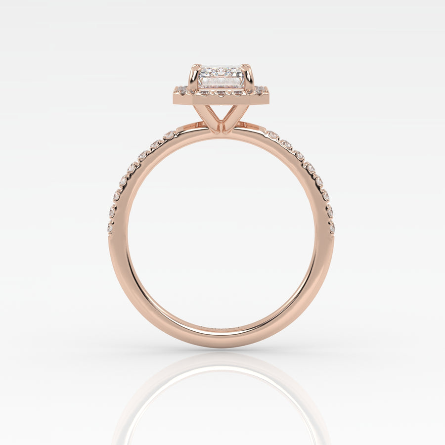 The Emerald Solitaire with Pavé band and Halo