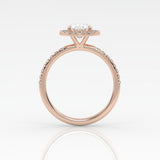 The Oval Solitaire with Pavé band and Halo