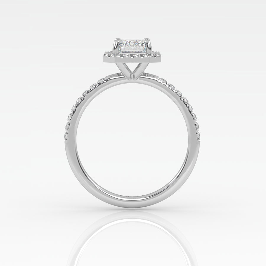 The Emerald Solitaire with Pavé band and Halo