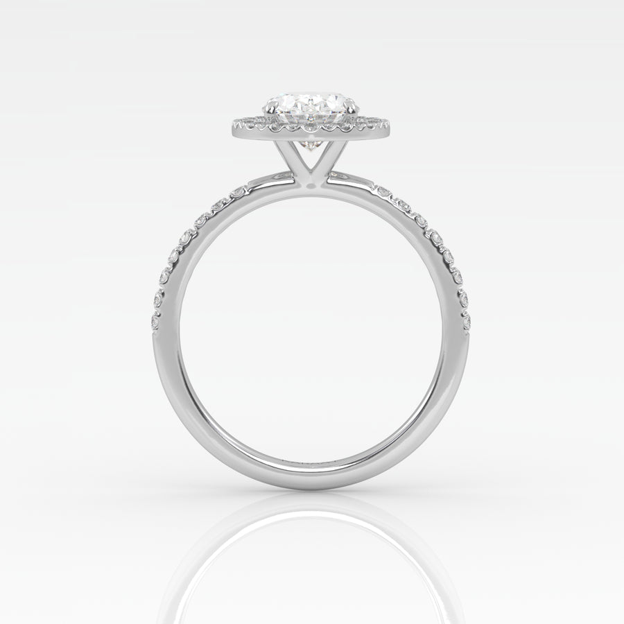 The Oval Solitaire with Pavé band and Halo