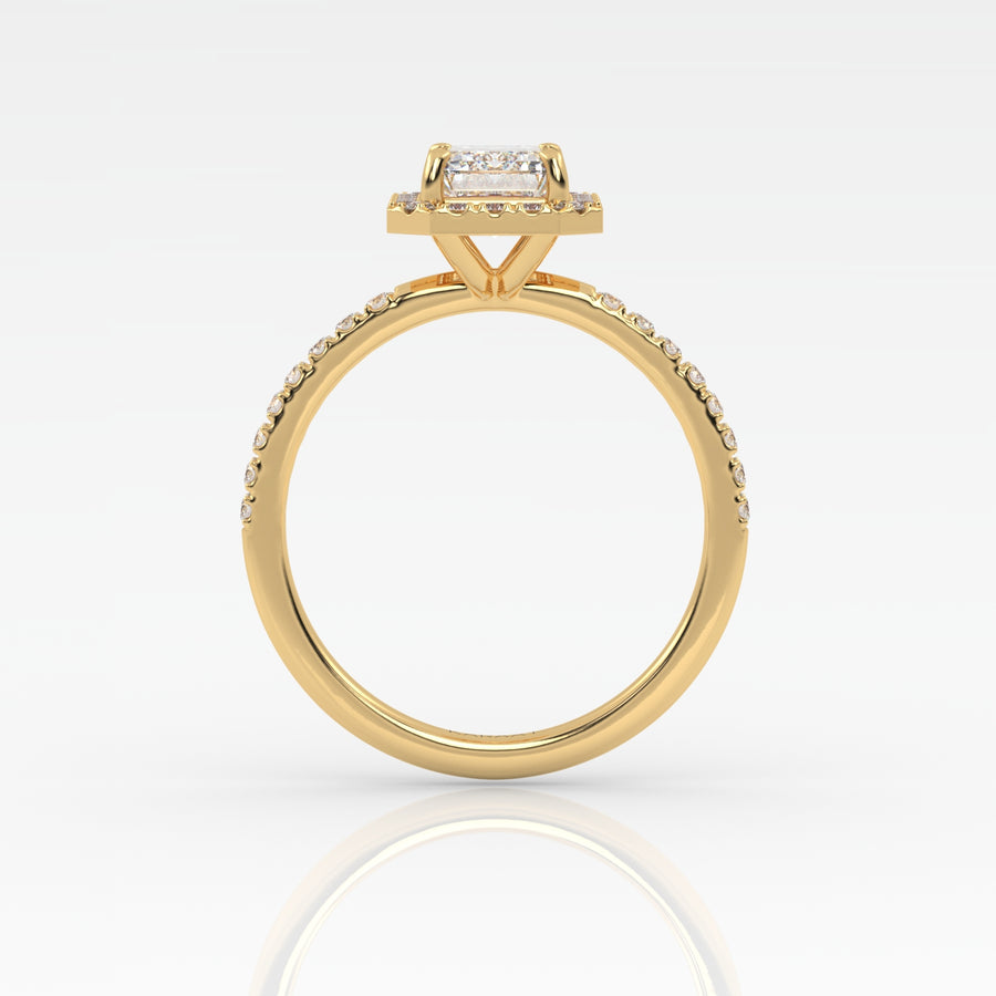 The Emerald Solitaire with Pavé band and Halo