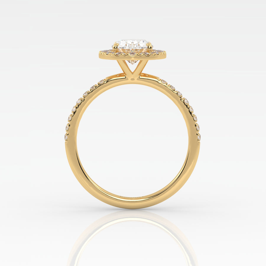 The Oval Solitaire with Pavé band and Halo